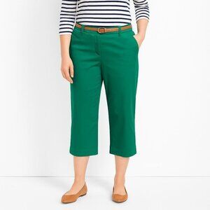 Talbots Womens Chelsea Cropped Pants Green Stretch Twill Straight Leg Petite 4P